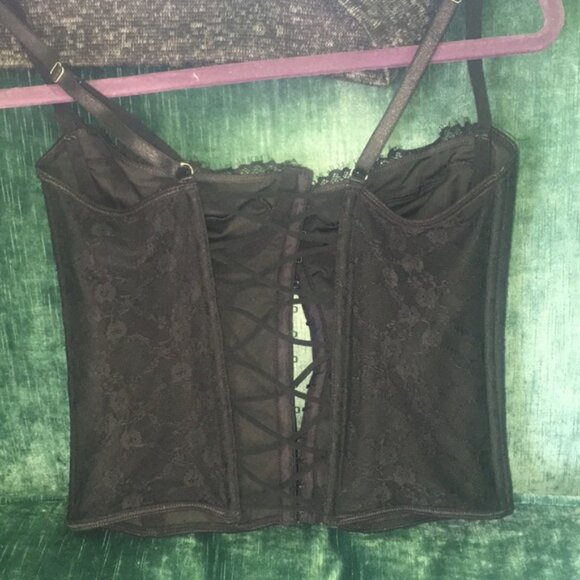 Lace up Black Lace Corset Top adjustable straps SHEIN Medium Gothcore Fairycore - Picture 2 of 9